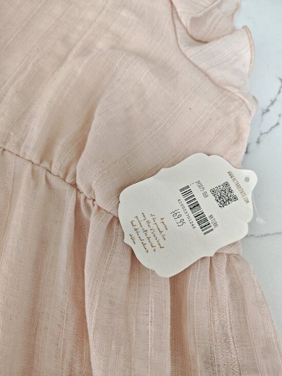 Altar’d State Blush Pink Textured Mini Dress ✨ Ruffle Sleeve Boho Babydoll Tie B - Picture 5 of 10